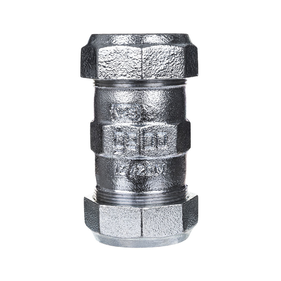 Raccord à compression Gebo manchon droit pour tubes en acier pour l'air comprimé et l'eau de chauffage