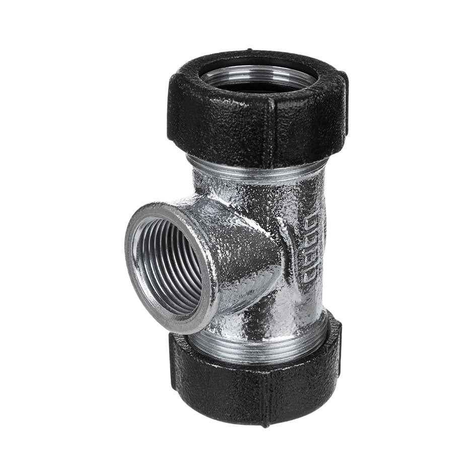 Raccord à compression de la marque Gebo (Gamme Gebo Quick) Té piquage femelle pour tubes en acier et PE