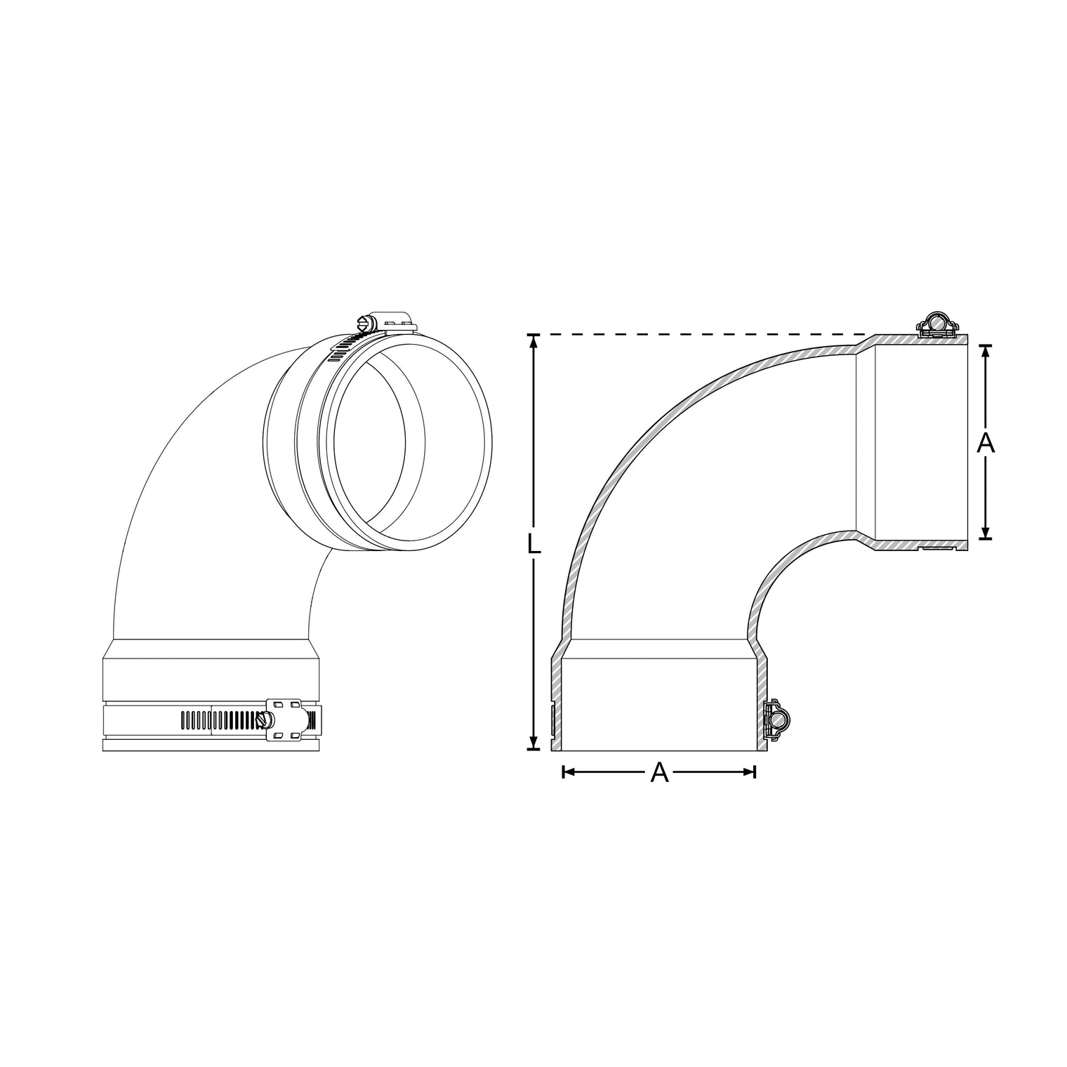 Coude flexible Gebo Flex pour eaux usées